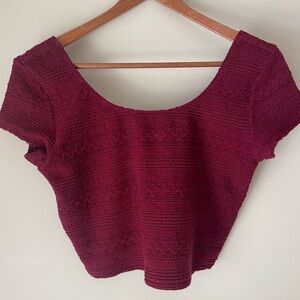 Garage Patterned and Textured Crop Top Burgundy Size Large